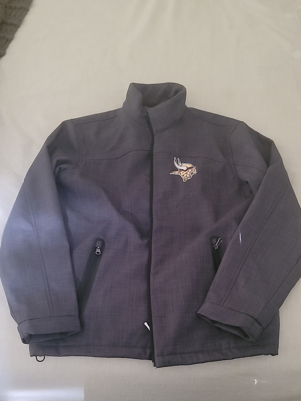 NFL Men's Gray Performance Jacket with Minnesota Vikings Team Patch Never Worn
